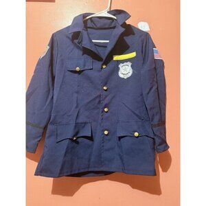 Police Kids Costume Unisex L Large Dark Blue Cop Button Up Jacket TOP ONLY